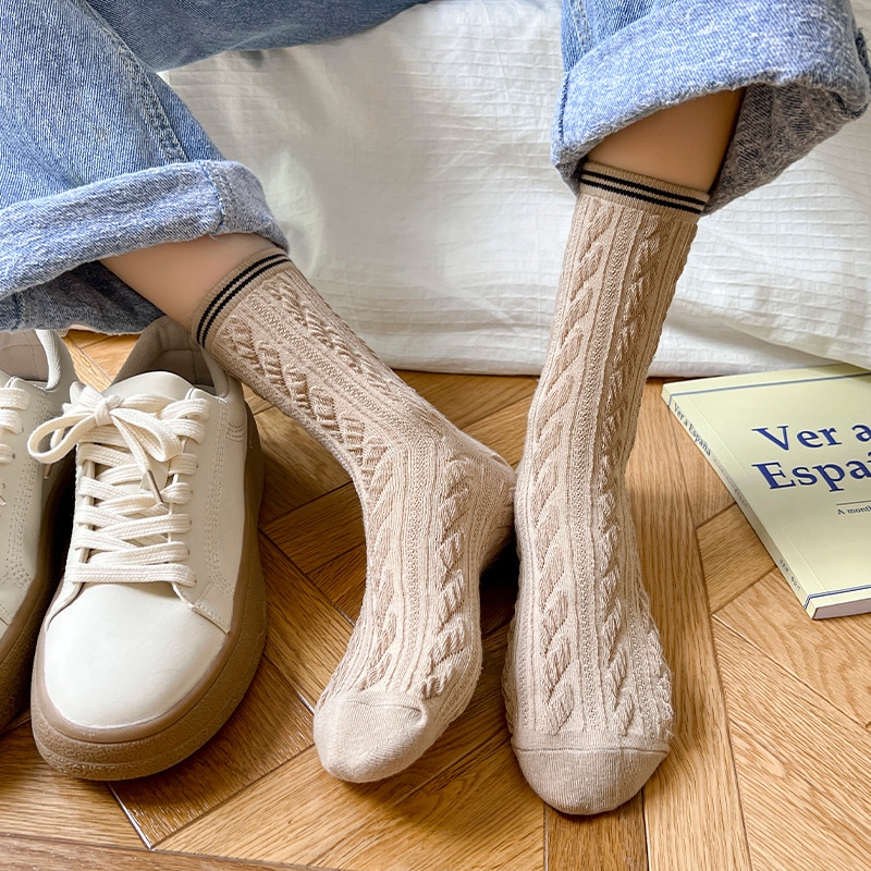 Tất cotton FHYL cổ cao thời trang xuân hè ấm áp dành cho nữ