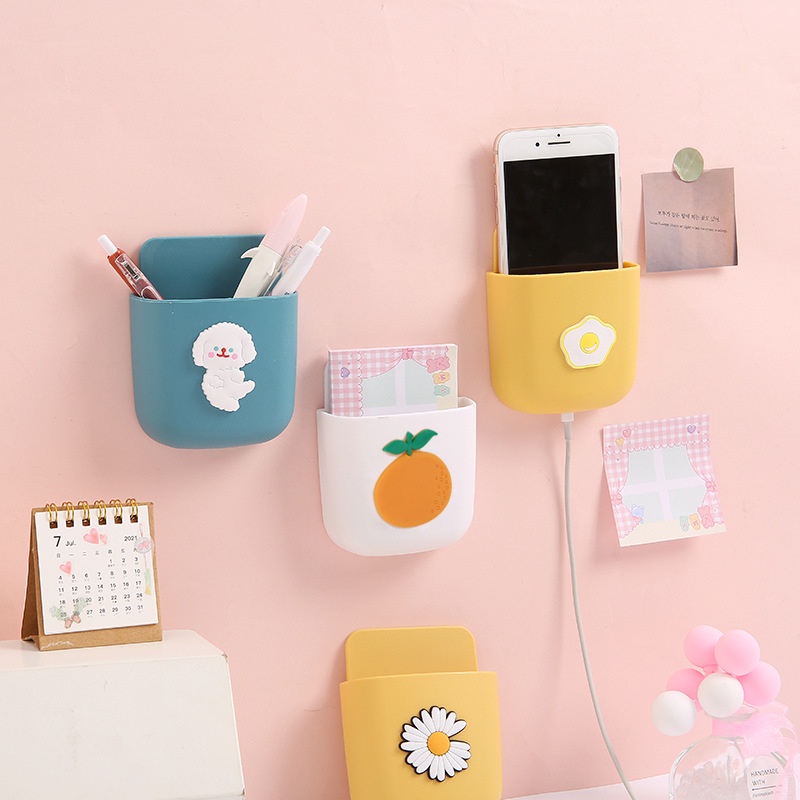 Kệ dán tường - giá đỡ sạc điện thoại , điều khuyển - ống cắm sặc đa năng - văn phòng phẩm - HOKAMI STORE