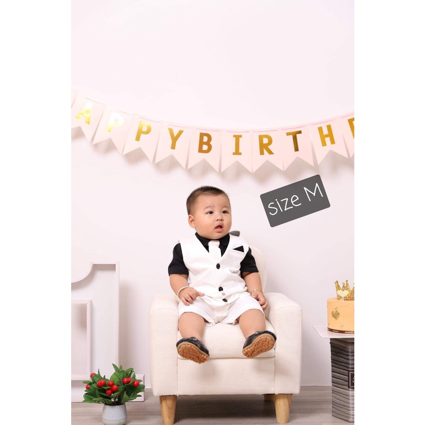 Bộ Vest Ghile Bé Trai Công Tử Bạc Liêu Sang Chảnh + Tặng kèm áo thun cổ sơmi  - Màu Trắng