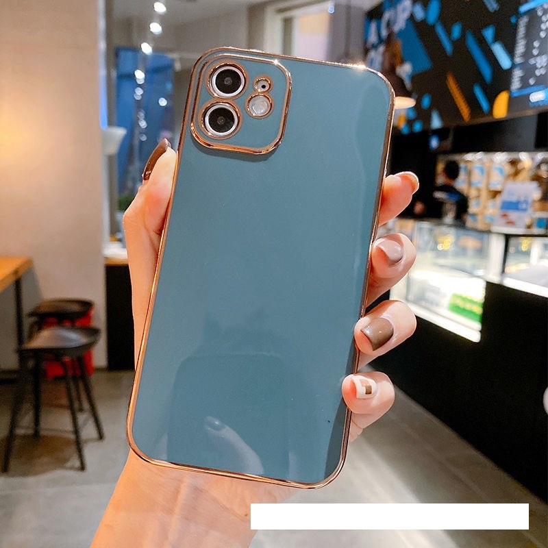 [ỐP ĐIỆN THOẠI] Ốp Lưng Iphone Mềm Dẻo Sang Trọng Viền Mạ Vàng Cao Cấp Đơn Sắc Long Lanh