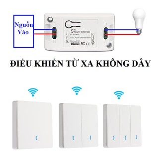 Công tắc điều khiển từ xa dán tường không dây rf 433mhz, điều khiển không dây rf tặng kèm pin