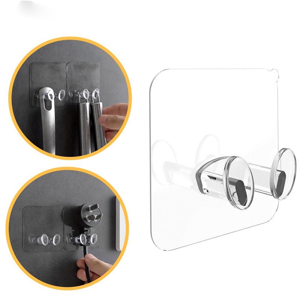 10 Giá Gài Phích Điện Dán Tường Trong Suốt, Móc Chân Không Treo Phích, Đỡ Điện Thoại, Móc Dán Tường, Kingler 4000Set10