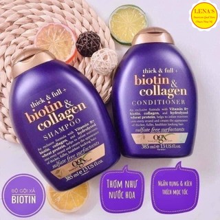 Bộ Dầu Gội Xả Biotin Collagen Ogx 385ml nuôi dưỡng và kích thích mọc tóc