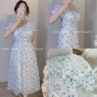 sẵn 💃🏼 Váy hoa cổ vuông nhún eo ( ảnh thật shop chụp )