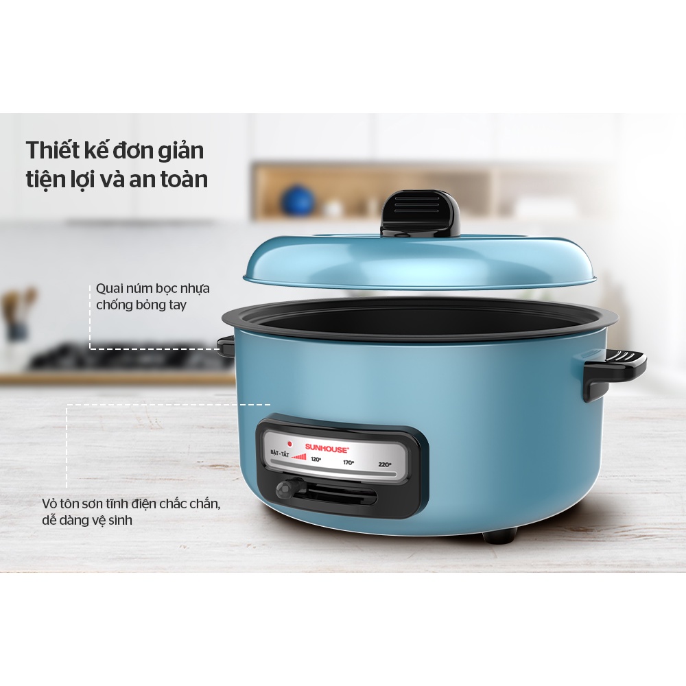 Lẩu điện 3,5 lit Sunhouse SHD4527 Chống Dính , Bảo Hành chính Hãng 12 Tháng