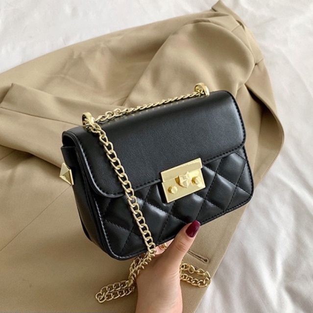 Túi xách nữ thời trang khoá MIU SZ 18CM dây xích đeo chéo kẹp nách sang chảnh T8090