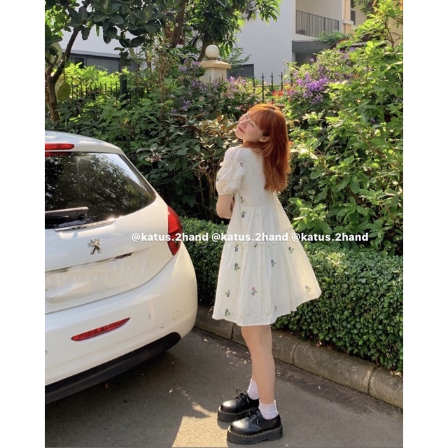 Váy Đầm Nữ Babydoll Hoa Nhí Dáng Xoè-Váy Babydoll Thô Quảng Châu Ngắn Tay