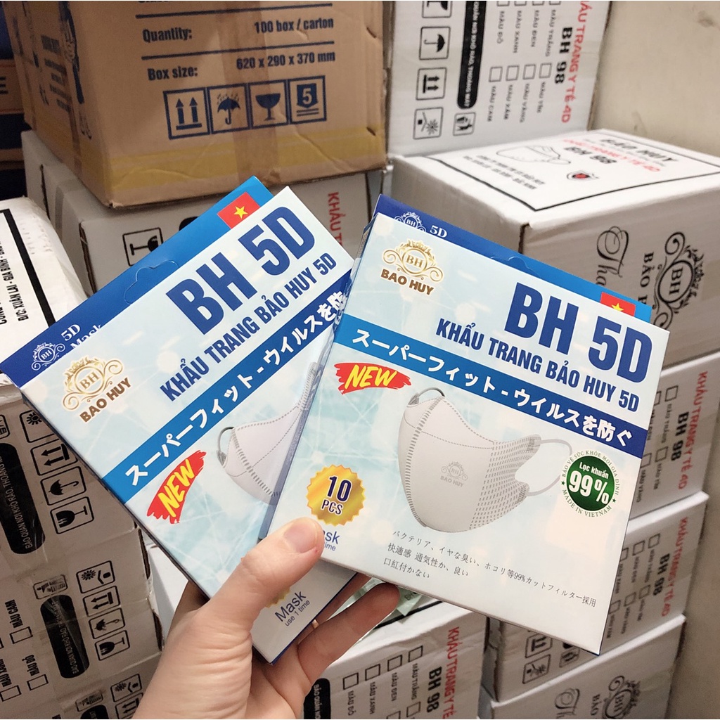 20 hộp = 200c Khẩu Trang 5D Bảo Huy Kháng Khuẩn-Hàng Chính Hãng