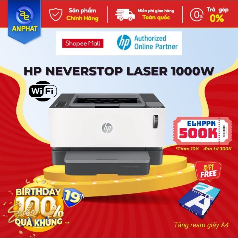  Máy in HP Neverstop Laser 1000A/1000W- chính hãng BH 12 tháng