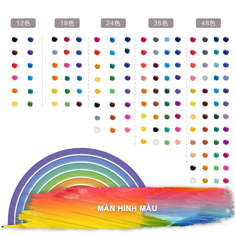 Bộ bút chì màu vẽ tranh chuyên nghiệp dạng cốc, set từ 12 đến 48 màu