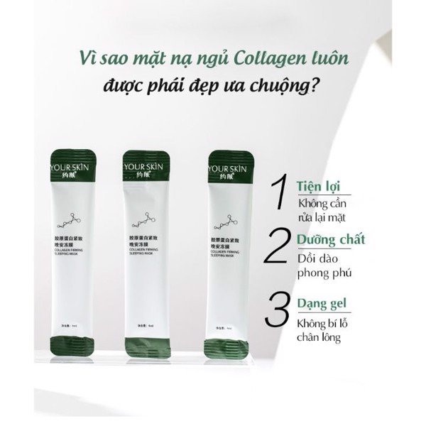 1 gói - Mặt nạ ngủ collagen căng bóng da , nâng cơ , se khít lỗ chân lông