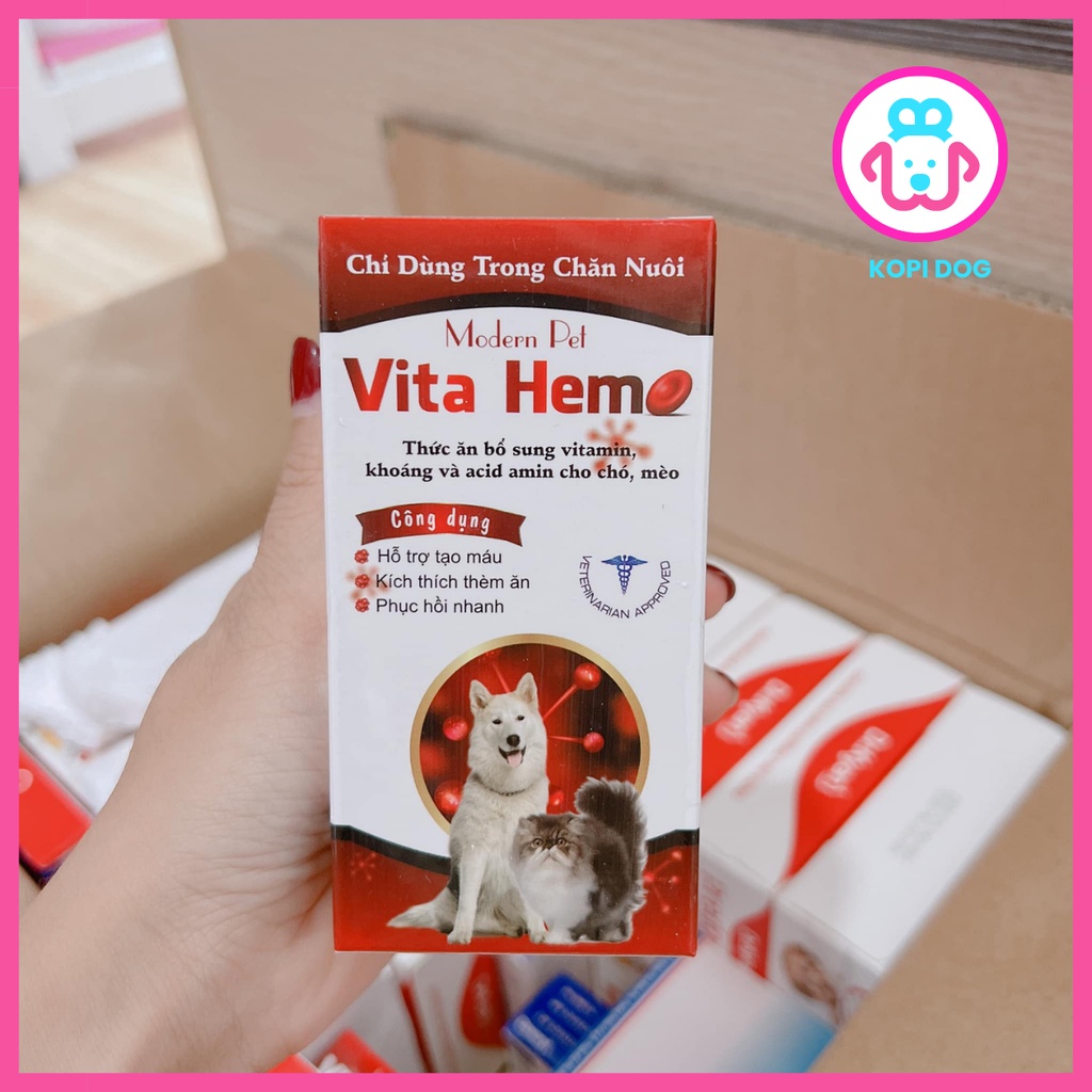 Vita Hemo hỗ trợ tạo máu kích thích thèm ăn phục hồi nhanh cho thú cưng chó mèo 100ml Thái lan