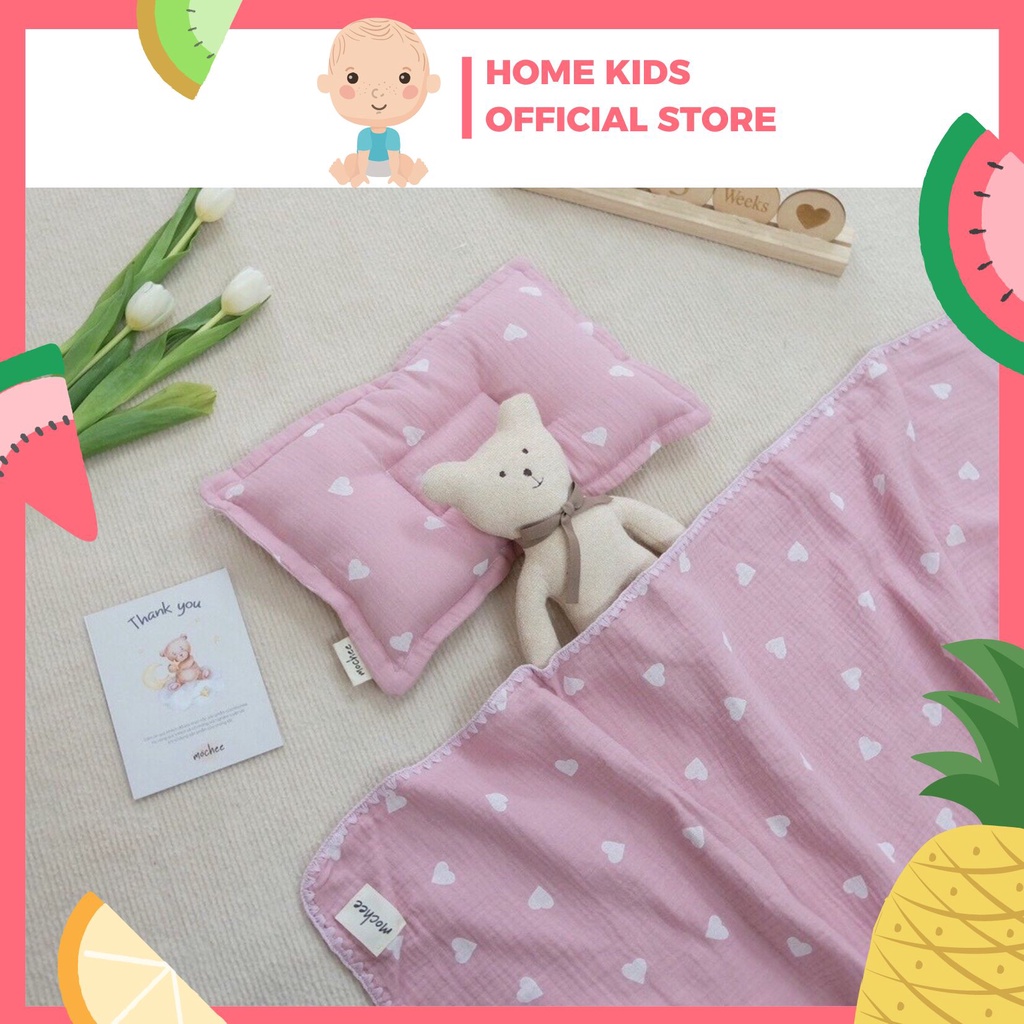 Chăn, Mền Xô Kèm Gối Muslin Cao Cấp Mochee - Khăn Xô Muslin Mochee