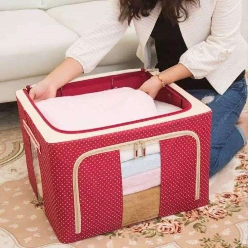 Túi Đựng Chăn Màn, Quần Áo Khung Inox Đa năng, Khung Dày Dặn, Chắc Chắn, Hộp Vải Khung Thép Không Gỉ Size To Gấp Gọn