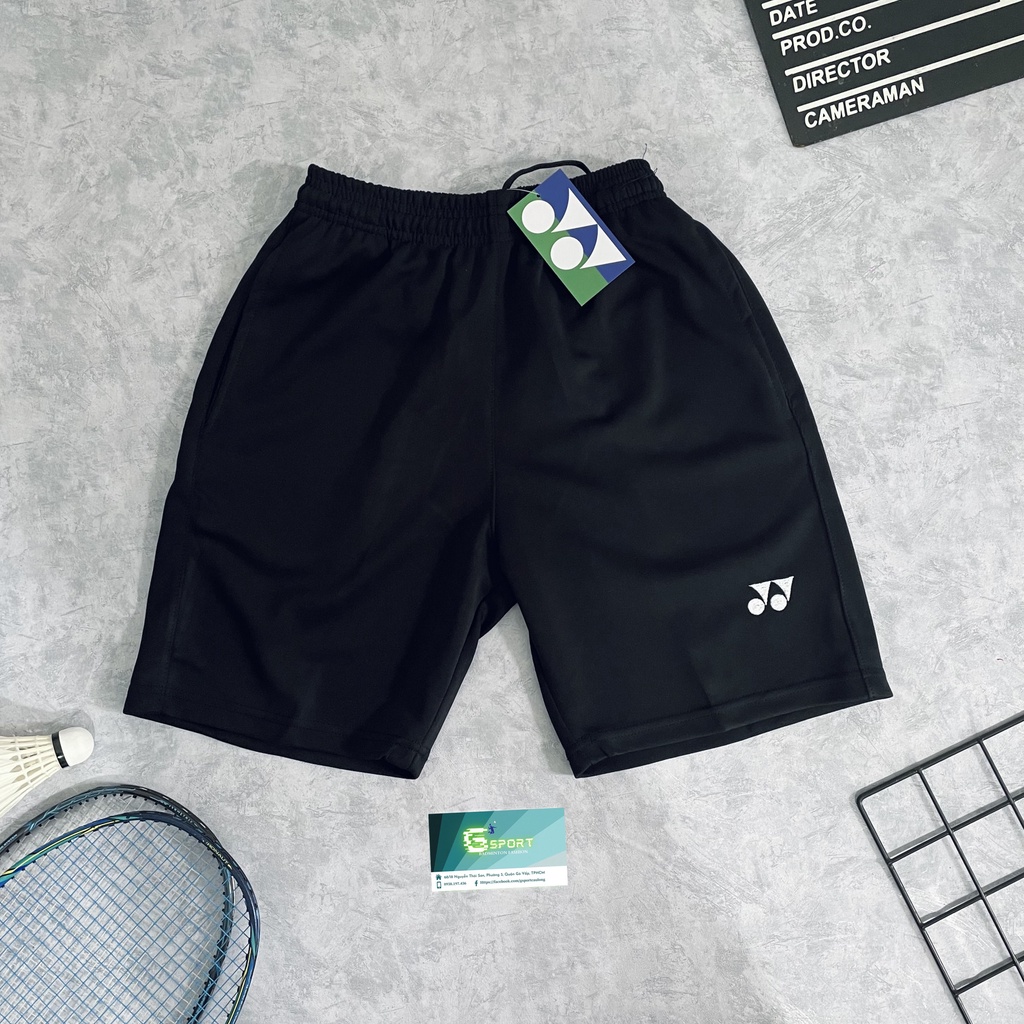 QUẦN CẦU LÔNG YONEX ĐEN TRẮNG XANH THAN - Logo Thêu Chỉ