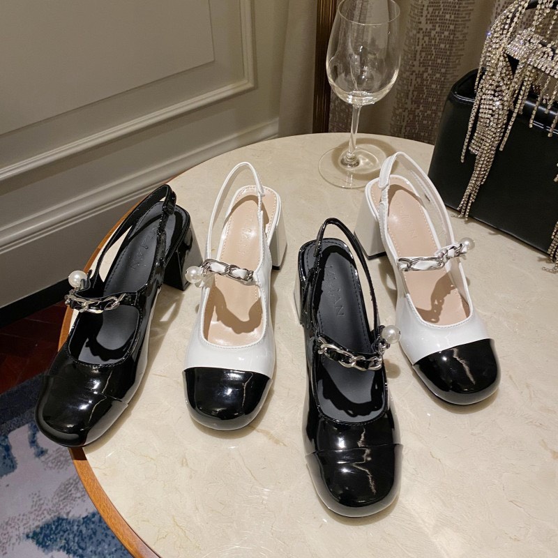 Giày cao gót,sandal cao gót nữ gót vuông 7p quai ngang phối xích cực đẹp