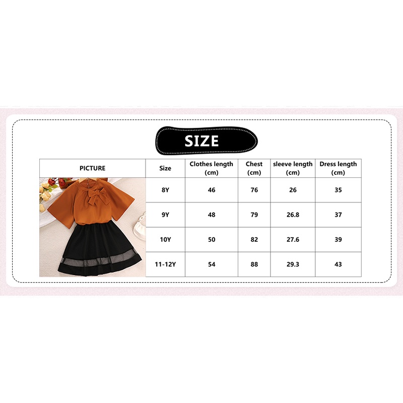 Set đồ mùa hè 2 món SIYYIS gồm áo thun màu cam + váy đen thời trang cho bé gái 8-12 tuổi