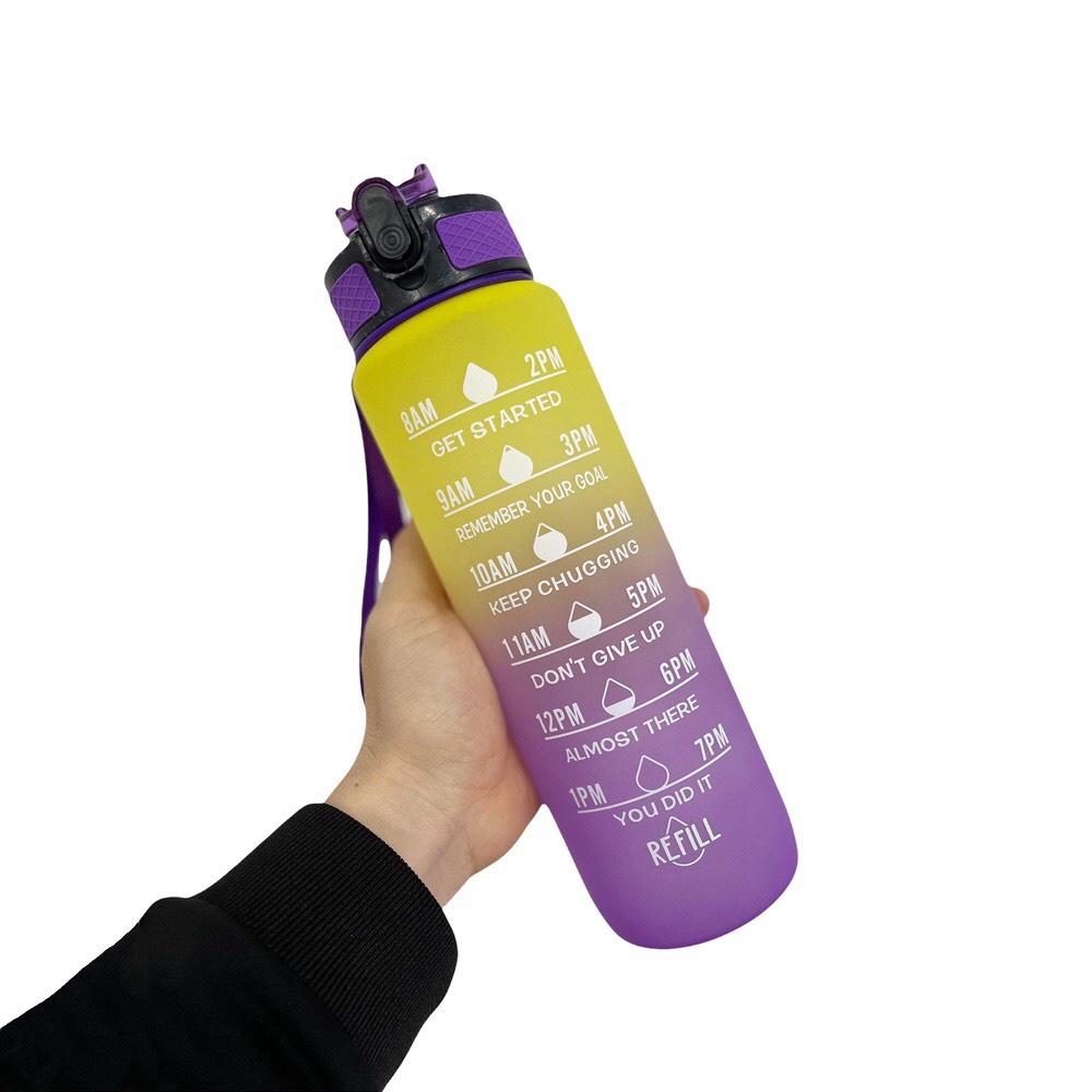 Bình Đựng Nước 1L Dễ Thương Cute Có Vạch Báo Giờ Uống Nước