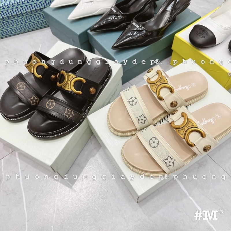 Dép lê celi quai ngang đính tag fullbox qc