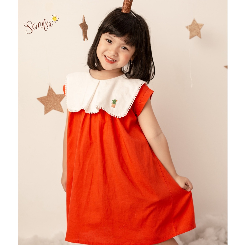 Đầm Babydoll Linen Cho Bé - Đầm Bé Gái Cao Cấp - Đầm Basic Cho Trẻ - ALULA DRESS - DRL002 - SAOLA KIDS CLOTHING