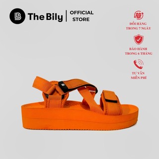 Giày Sandal Nữ The BiLy Quai Chéo Đôi Dây Dù Đế Eva Siêu Êm Nhẹ Cao 3cm Màu Cam - BL02W Cam