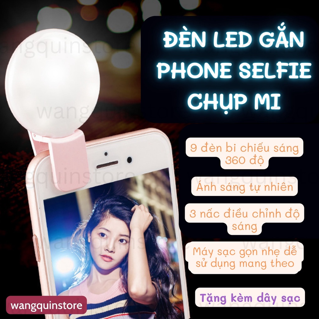 Đèn LED mini Kẹp Điện Thoại selfie chụp mi 3 chế độ sáng, sạc USB nhỏ gọn siêu tiện lợi chụp selfie chụp mi eyelash