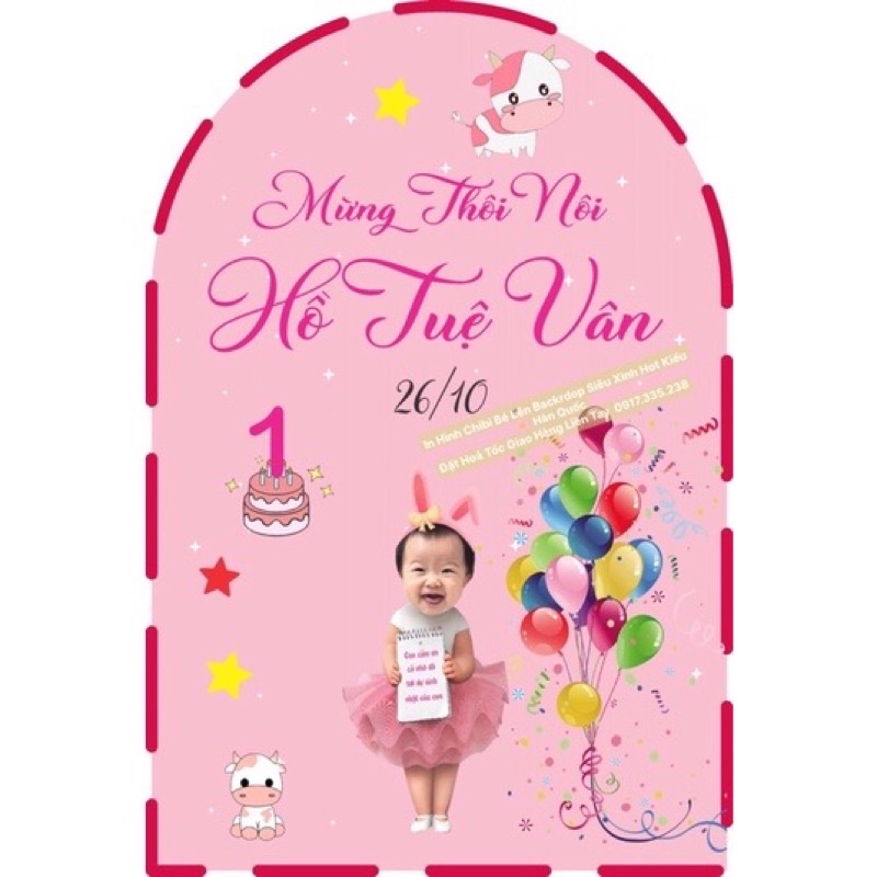 Set Bóng Kèm Backrop Thiết Kế Tên Hàn Quốc tặng bơm keo