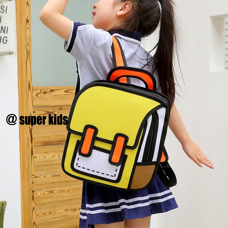 SUPER KIDS balo cho bé mẫu giáo Ba lô trẻ em hoạt hình ba chiều giảm gánh nặng cho bé trai và bé gái cặp đi học cặp cho học sinh cấp 1