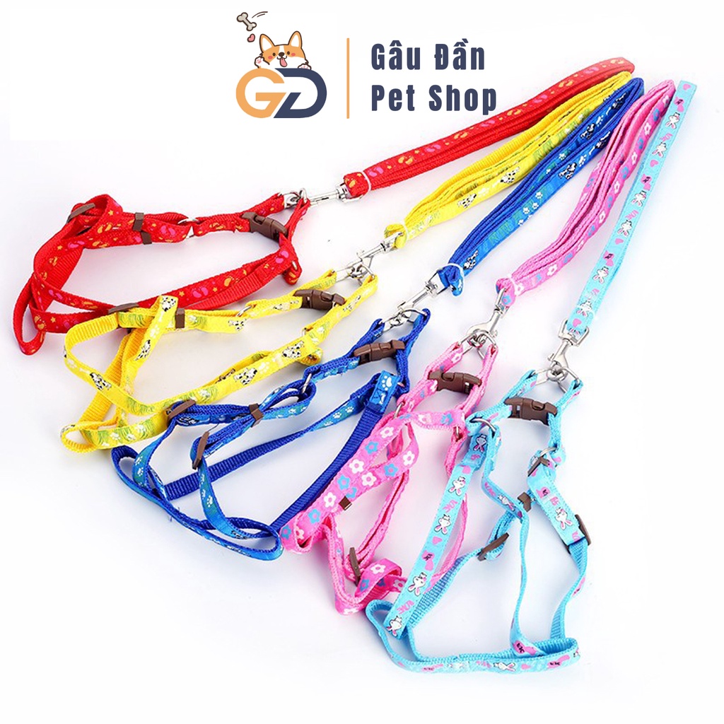 Dây Dắt Cho Chó ,Dây Dắt Cho Mèo Kèm Yếm Nhiều Họa Tiết