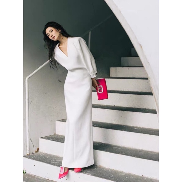 Váy Đôn Vai Cổ V Dáng Dài Eclipse Clothing