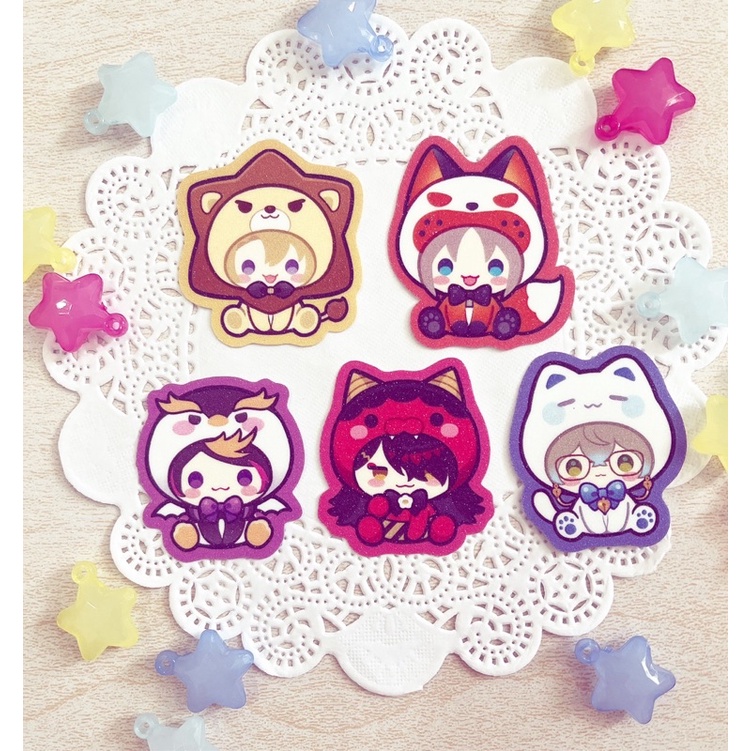 Sticker hình dán nhũ kim tuyến + standee mini Nijisanji Luxiem  & Noctyx