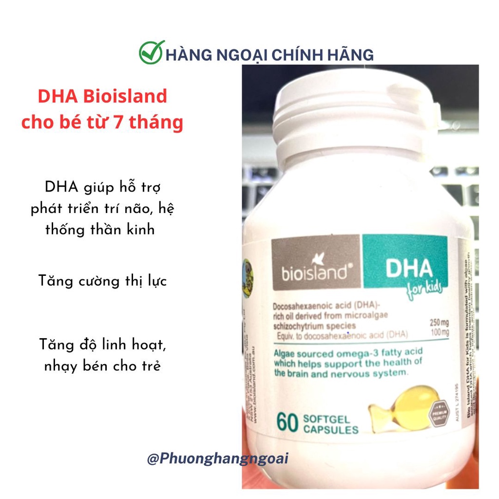 Viên uống bổ sung DHA Bioisland cho bé từ 7 tháng tuổi - Bioisland DHA for Kid ( DHA kids Bio)