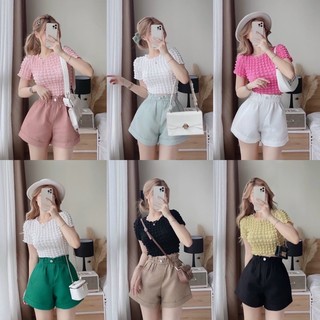 Quần short xốp lưng thun đóng nút