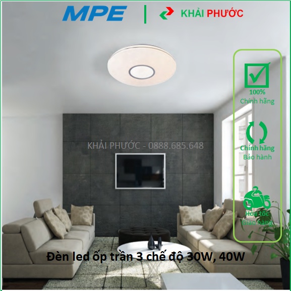 Đèn led ốp trần 3 ba chế độ 30W 40W tròn vuông RCL-30W SCL-40W RCLH-40W RCL-40W MPE - Khải Phước Ele