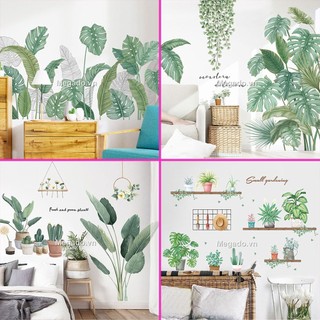 Giấy dán tường decal cây xanh, lá xanh giá rẻ [FL0003]