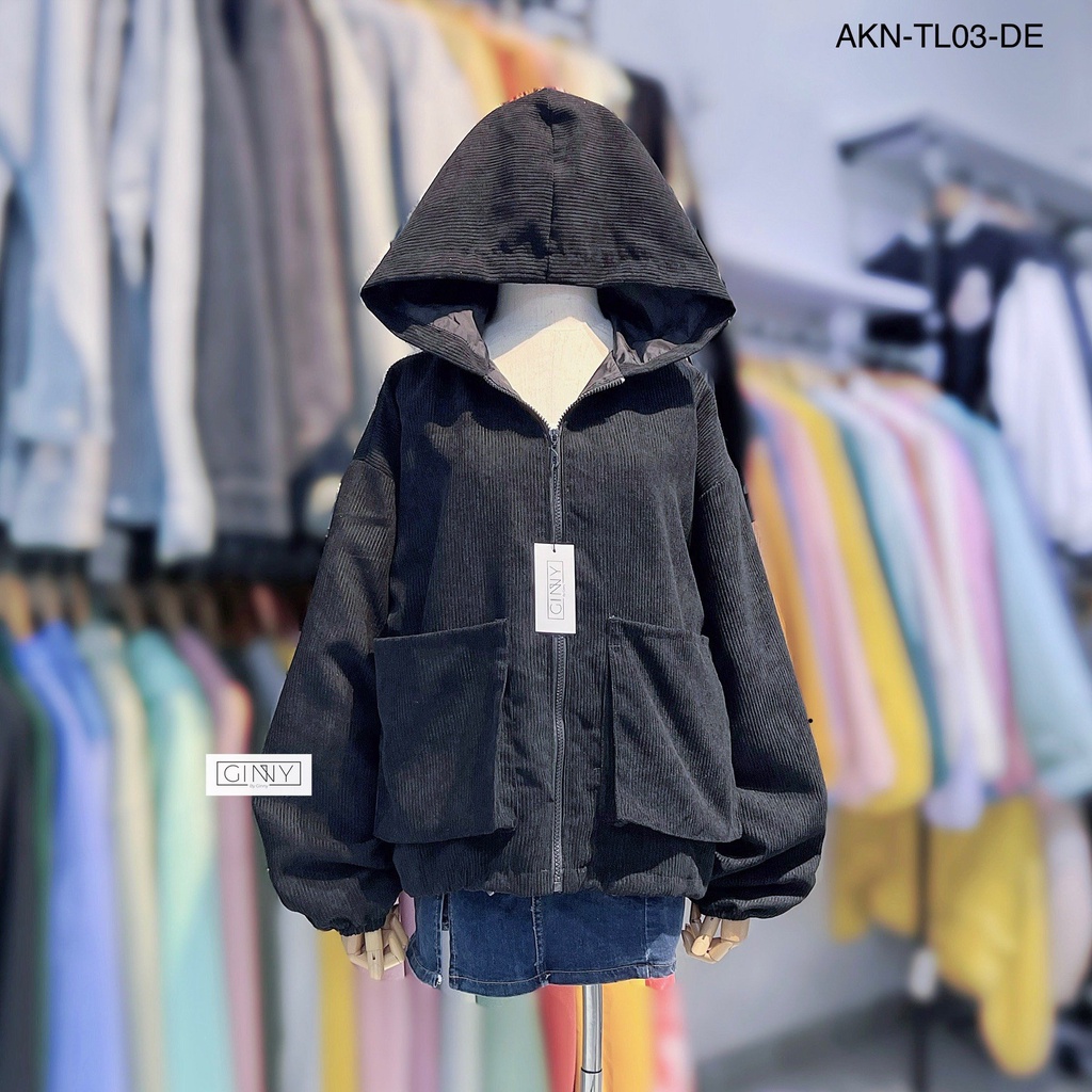 Áo khoác nhung túi hộp GINNY AKN-TL03 phiên bản đặc biệt | Siêu hot trend | Chất liệu cao cấp