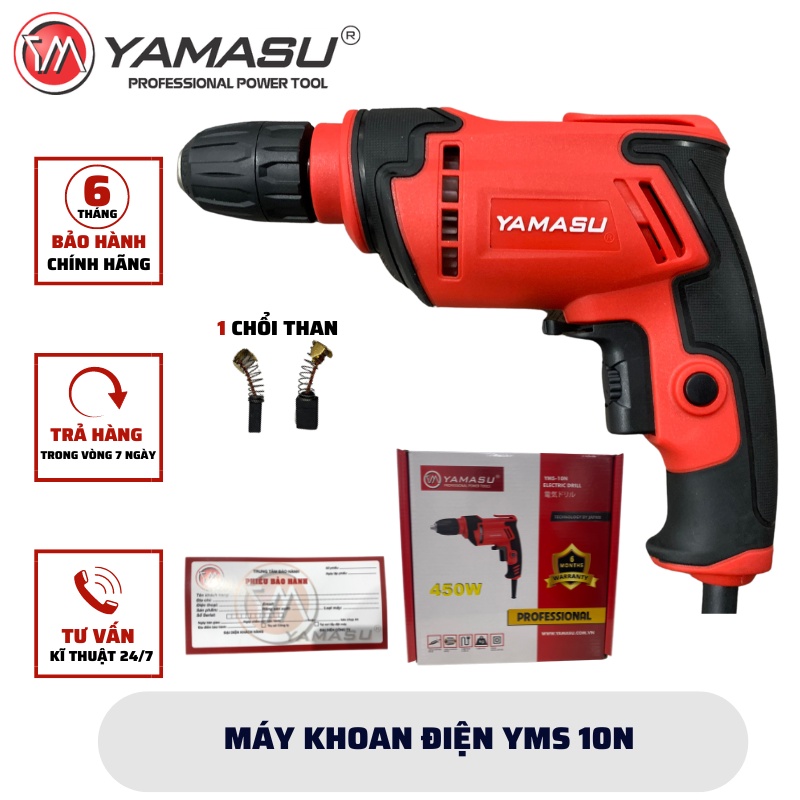 Máy bắn vít YAMASU YMS-10N công suất 450W, tốc độ tải 3.000vòng/phút chống va đập, khoan được trên mọi chất liệu