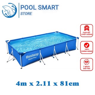 Bể bơi khung kim loại hình chữ nhật bestway: 4m x 2m x cao 81cm