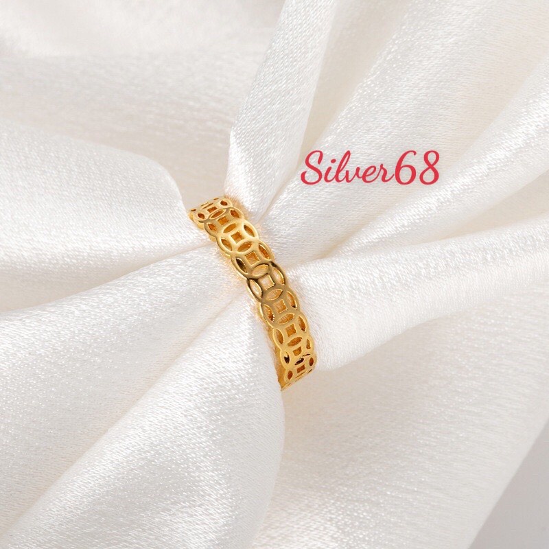 Nhẫn nữ mạ vàng k im t iền tài lộc bản nhỏ xinh xắn silver68