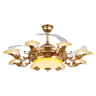 Quạt trần đèn cao cấp cánh cụp xòe phong cách Bắc Âu,có điều khiển từ xa tiết kiệm điện
