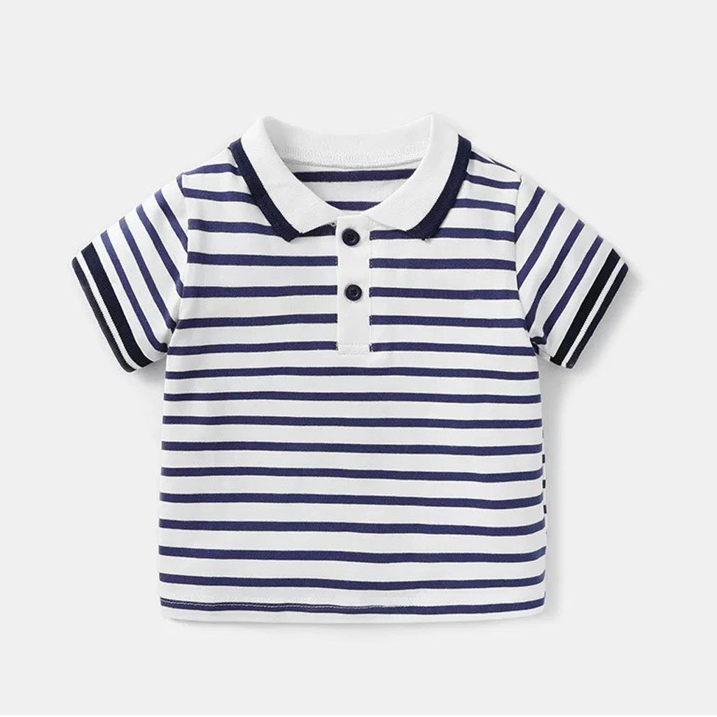 Áo Polo Cổ Kẻ cho bé Chất cotton cao cấp, áo phông cộc tay bé trai có cổ họa tiết trơn - BAOBAO KIDS