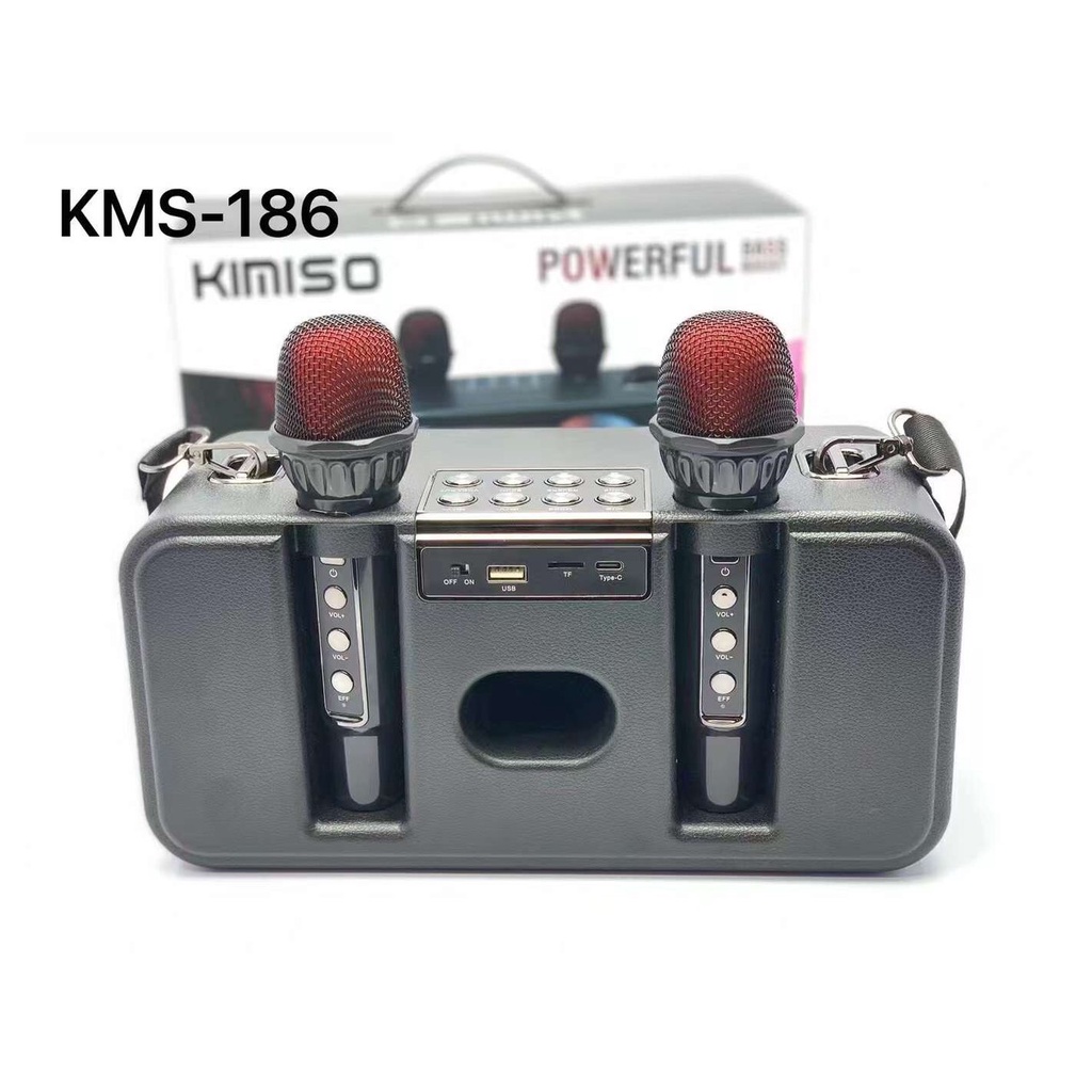 Loa Karaoke Bluetooth KMS-186 Kèm 2 Micro Không Dây Âm Thanh Hay Thiết Kế Sang Trọng Nhỏ Gọn Tiện Lợi