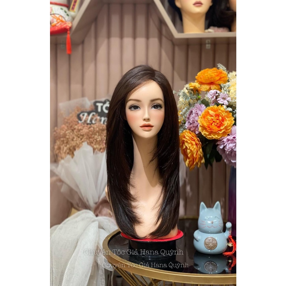 Tóc nguyên đầu bằng tóc thật 100% mượt đẹp siêu da 3D cao cấp 50cm