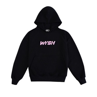 Áo Hoodie local brand unisex đen mũ trùm form boxy oversize WYSH logo thêu