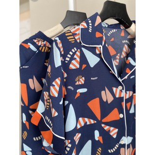 [O] VIBES Đồ bộ Pijama dài Pattern Navy Long Py Set