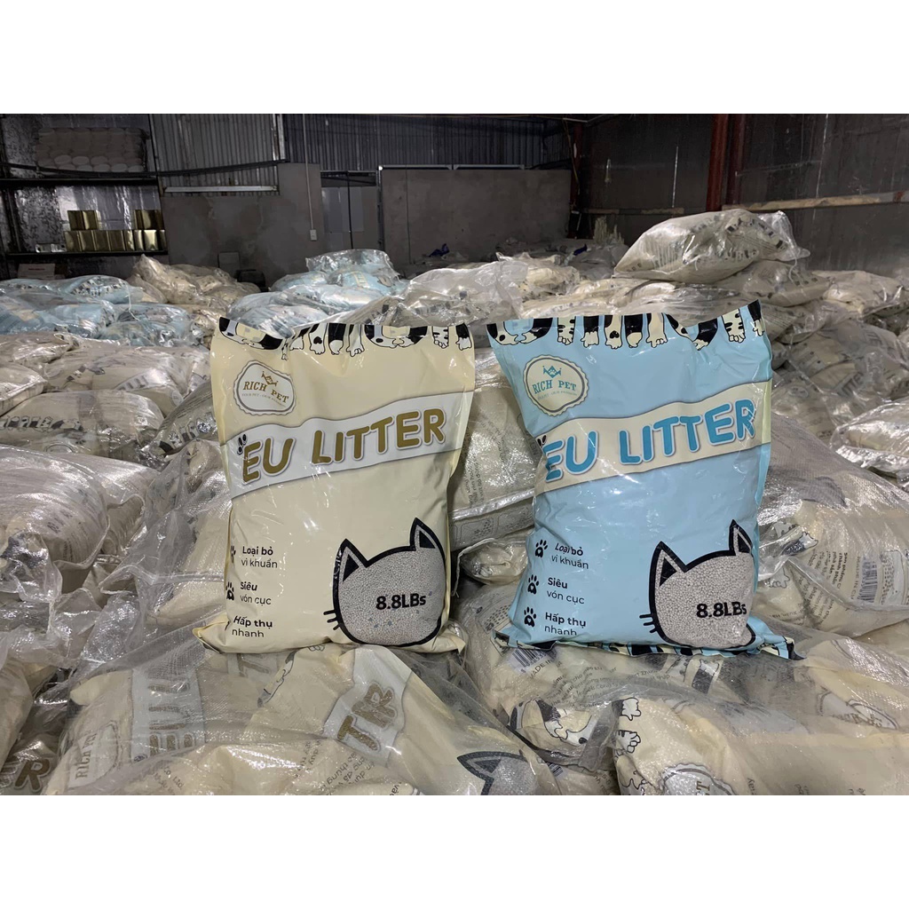 Cát vệ sinh cho mèo ít bụi vón tốt EU LITTER mẫu mới 4kg