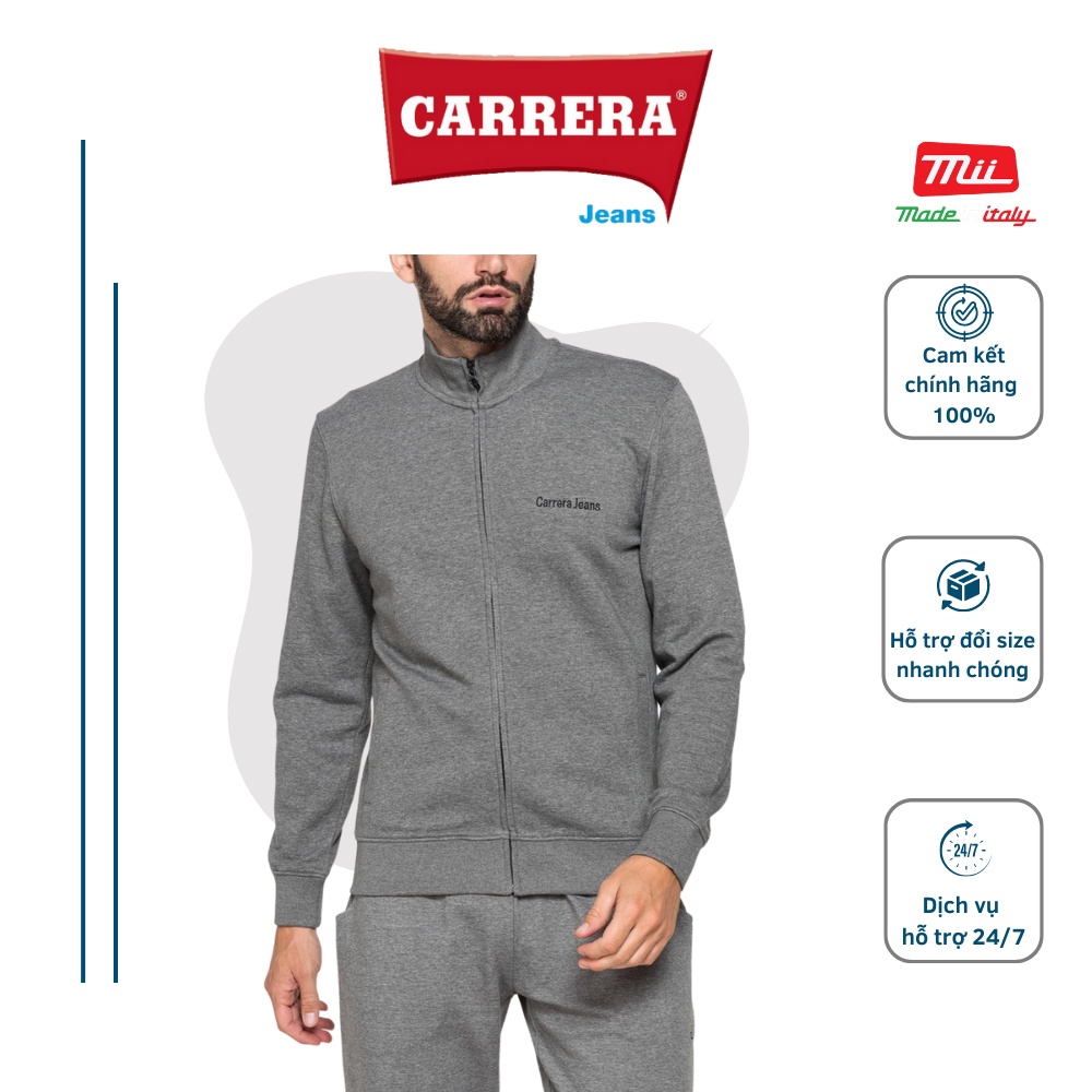 Áo khoác nỉ nam cao cổ lót lông cừu màu xám – CARRERA JEANS - Nhập khẩu CHÍNH HÃNG từ Ý