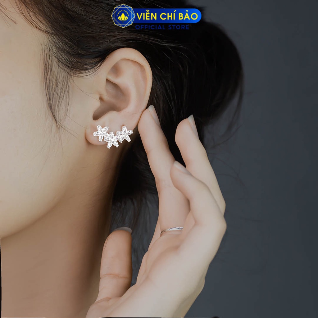 Bông tai bạc nữ Hoa lan chất liệu bạc 925 thời trang phụ kiện trang sức nữ Viễn Chí Bảo B400521