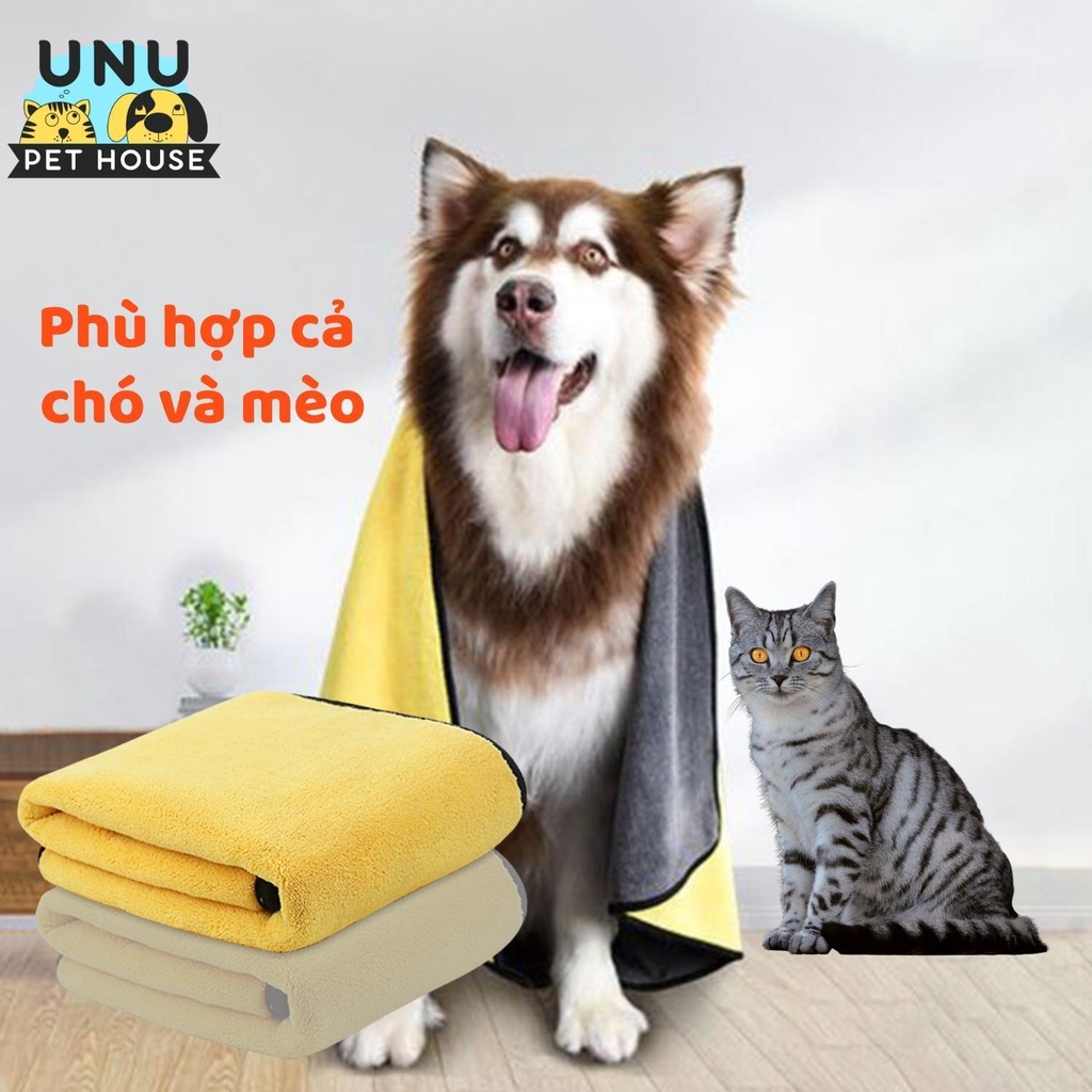 Khăn tắm cho chó mèo siêu thấm hút được làm từ micro fiber không xù lông, không bám bụi, chất dày dặn – UNU Pet House