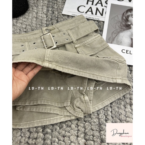 Chân váy jeans túi hộp kèm đai - Dungpham Boutique